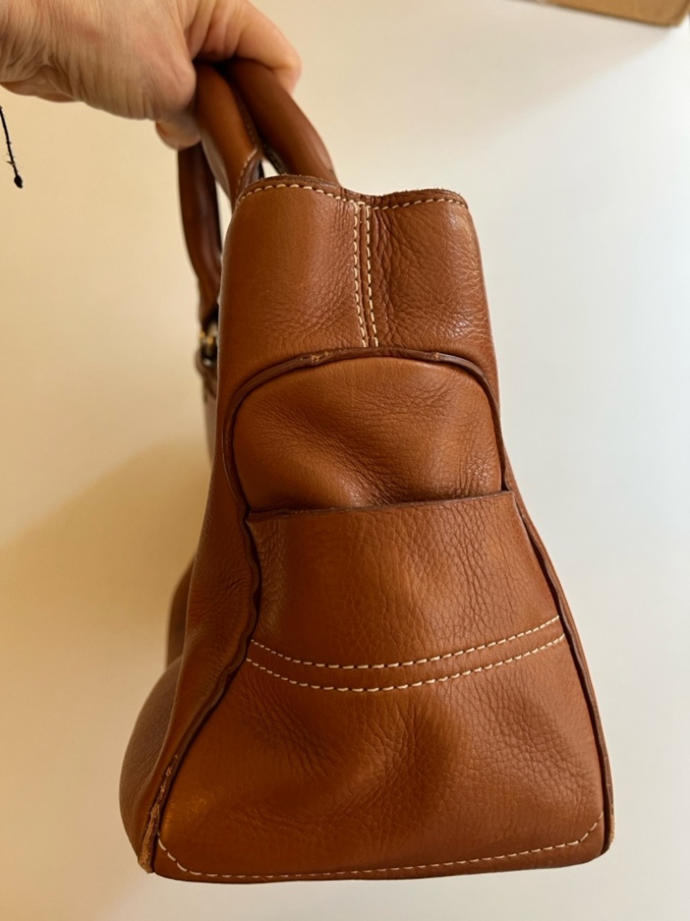 Celine Cognac Leather Handbag with Zip Center Compartment - Picture 7 of 10